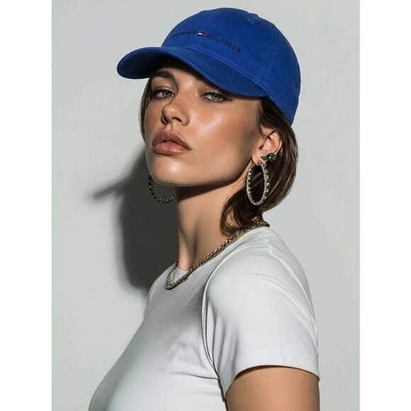 ?️NWT Tommy Hilfiger Blue Logo Unisex Adjustable Baseball Hat One Size main image 6
